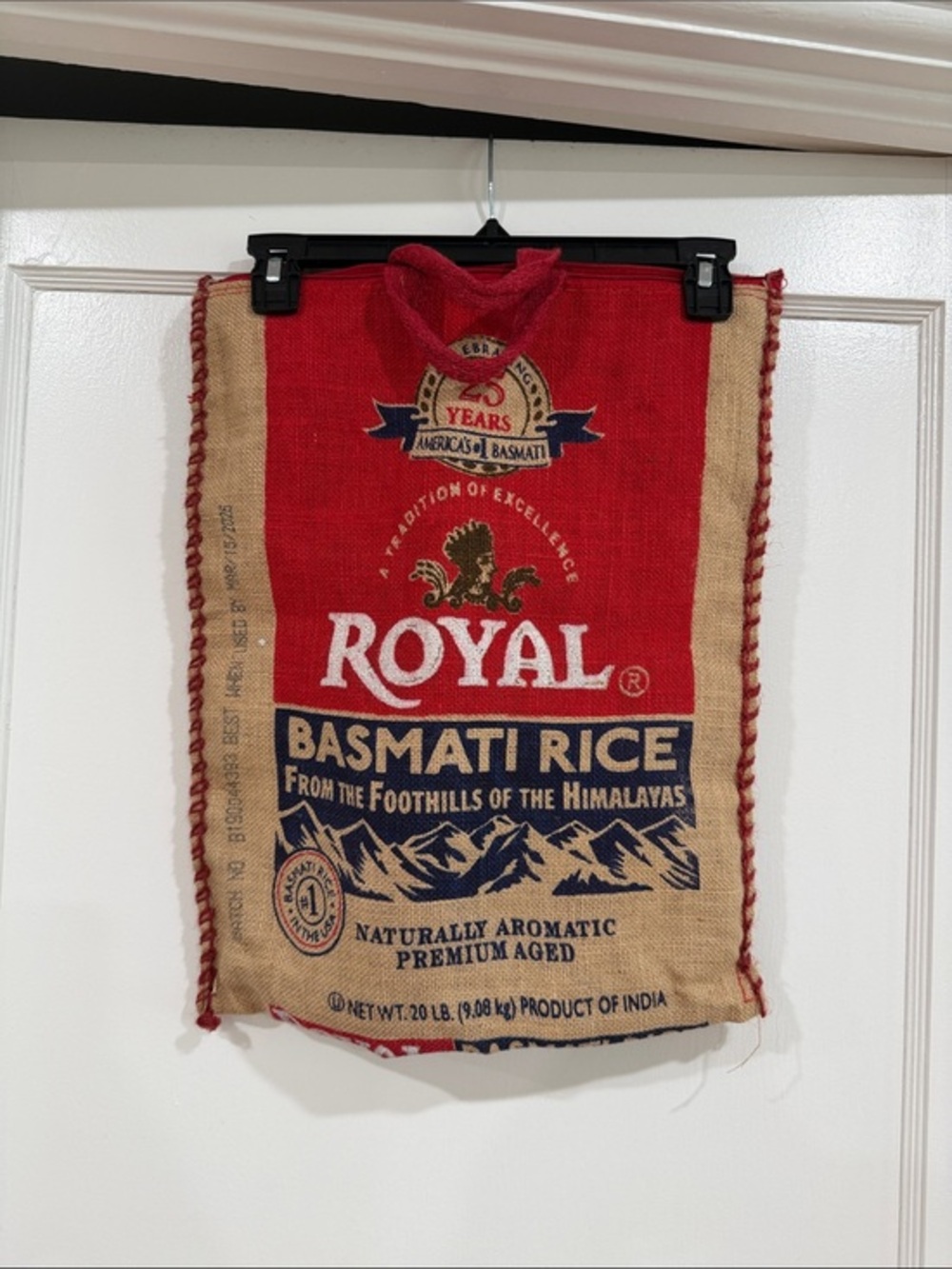 Royal Basmati Rice Sack farmers market bag - Red & Natural